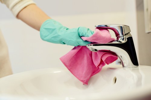 Local carpet cleaner treating stains and high-traffic areas