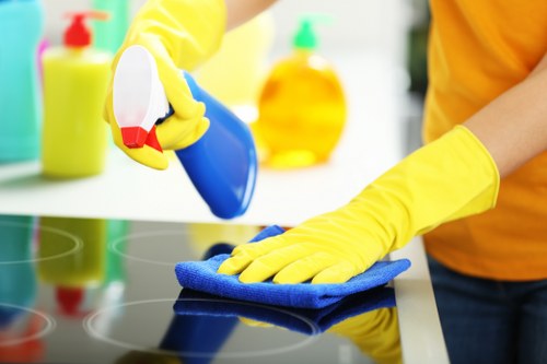 Local tenancy cleaning team working in an N19 apartment building